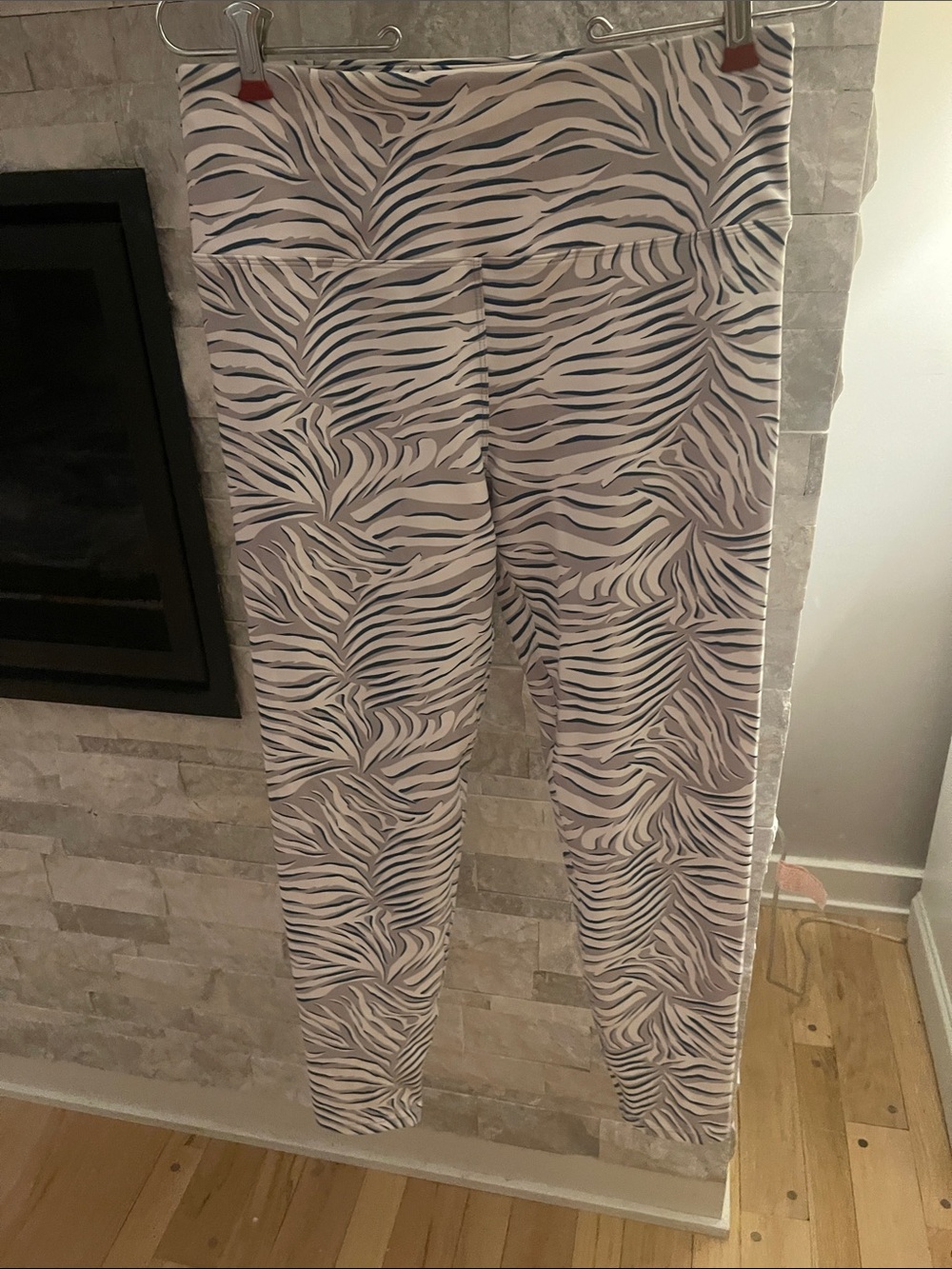 Kyodan Pink and Gray Zebra-Print High-Rise Leggings